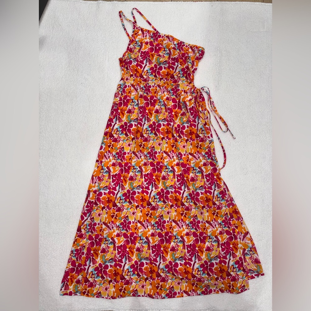 SHEIN Vibrant Floral Maxi Dress - Red and Orange